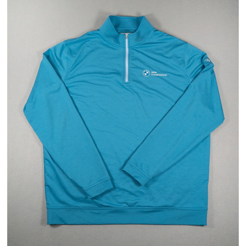 Peter Millar Mens Pullover BMW Championship Quarter Zip Blue XL Golf Performance